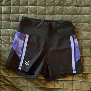 Virus Black and Purple Athletic Shorts